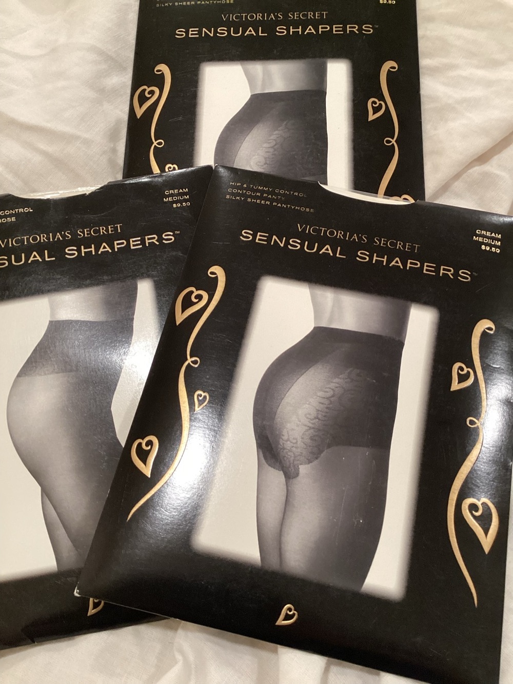 Victoria's Secret Sensual Shapers Hosiery in Cream Control Top X3